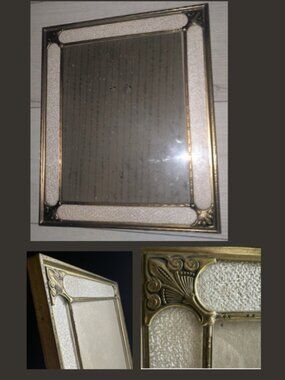 Antique 1930's Art Deco Nouveau Picture Frame 10”x 12" Brass Ornate Hollywood